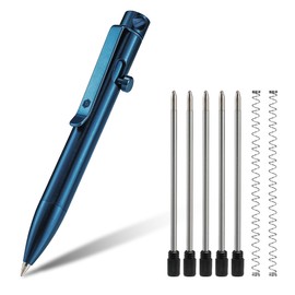 KeyUnity KP04BL Bolt Action Pen with Clip, Titanium Alloy EDC Pocket Pen Retractable Metal Ballpoint Pen for Everyday Carry