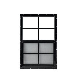 Shed Window 18x27 - Vertical Slider with Built-in Bug Screen (Black)