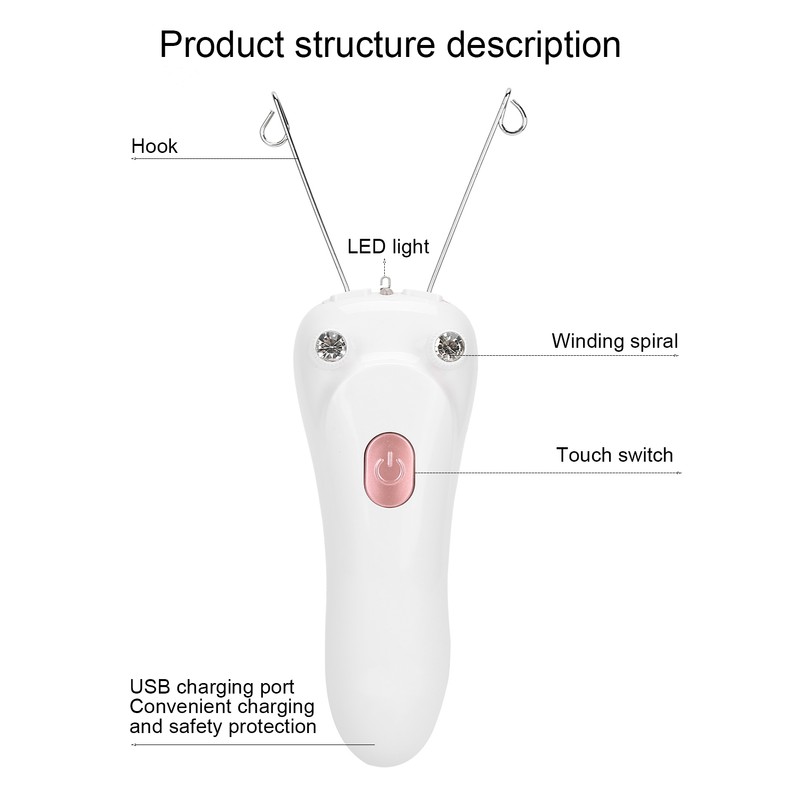 USB Charging Electric Cotton Thread Epilator Facial Body Hair Removal