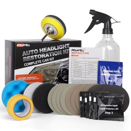 POLIWELL Headlight Restoration Kit - 3 Easy Steps for Clarity