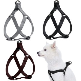 UNIQU 3 Packs Dog Harness Solid Color Step in Dog Harness or Vest Harness Dog Training Walking of Your Puppy Harness Medium Dog Harness (Black+Grey+Burgundy)