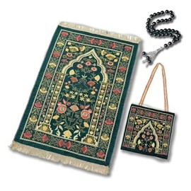 drola muslimischer Gebetsteppich mit Tragetasche, tragbarer Gebetsmatte mit Quasten Bodenboden Teppich für Ramadans Eid-Geschenk (Blau)