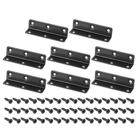 sourcing map L Bracket Corner Braces, 8 Set 20x20x80 mm - Stainless Steel 90 Degree Right Angle Bracket Fastener with Screws, for Shelf Chair Drawer (Black)