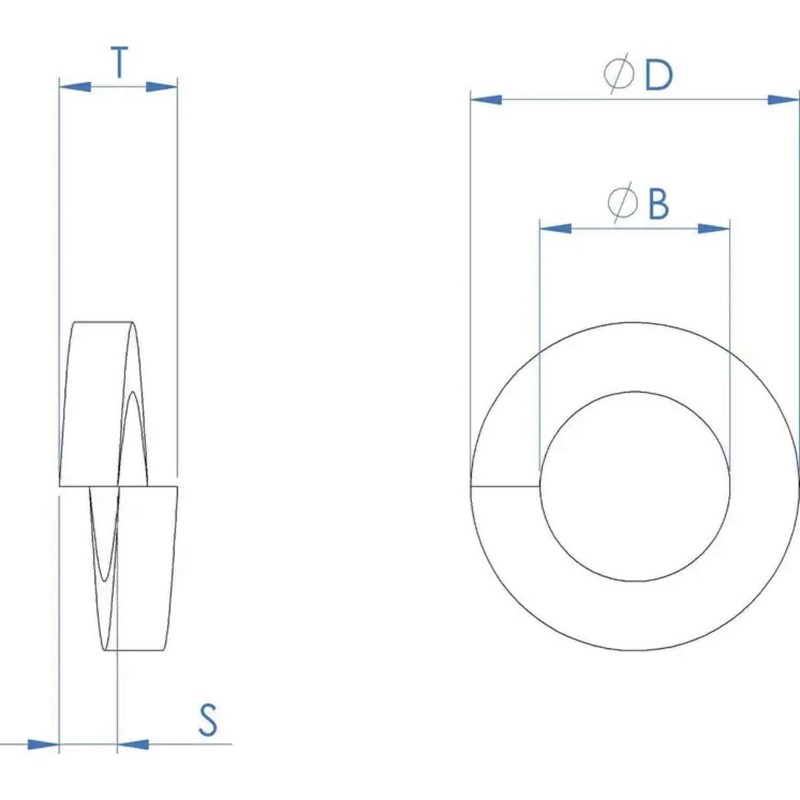 M8 (8mm) Rectangular Section Spring Lock Washer- A2 Grade Stainless
