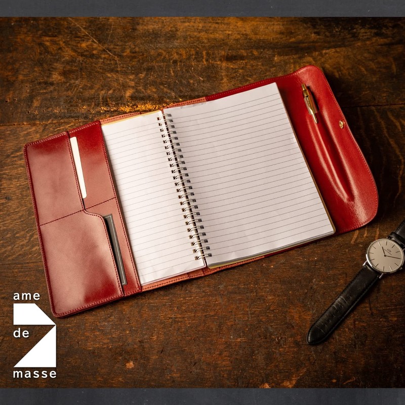 Am De Mas NC-035 W Notebook Cover, Tochigi Leather, Genuine