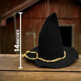 Vaulted Skulls & Co Scarecrow Hat | Black Witch Hats | Wizard Hat | Scare Crow Costume Accessories | Sorcerer Hats | Hillbilly Cap | Wizard Costume Accessories | Farmer Cap | Black | 14"