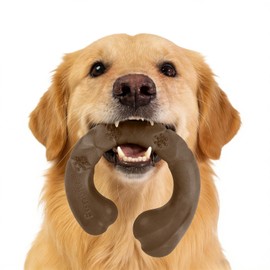 Tough Dog Toys for Aggressive Chewers, Bacon Scented & Curved Nylon Bone to Keep Them Busy, Durable Chew Toy for Medium & Large Breeds (25-80 lbs)