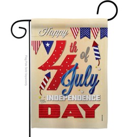 Breeze Decor G161008-BO Happy 4th Americana Fourth of July Decorative Vertical Garden Flag, 13"x 18.5", Multi-Color