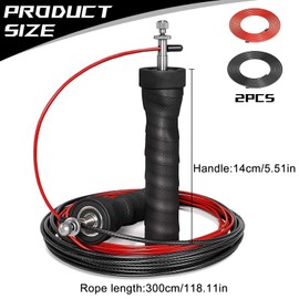 CZAYEFNH Professional Skipping Rope, Speed Rope with High Speed Ball Bearings, Adjustable Steel Ropes and Non-Slip Handles, Skipping Rope with Replacement Cable