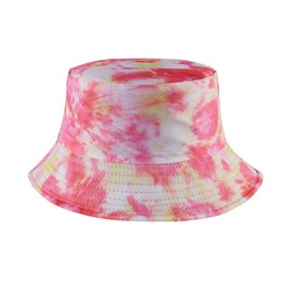 MILAKOO Women's Fishing Hat Tie-Dye Bucket Hat Men Women Foldable Reversible Double Sided Summer Hat for Outdoor Sun Protection, pink