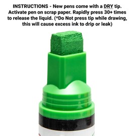 Glass Pen Window Marker: Liquid Chalk Markers for Glass, Car Marker or Mirror Pen with Washable Paint - Graduation Car Windows, Storefront Window, Wedding, Parade, Party & Holiday (Green, Jumbo Tip)