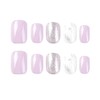 Marbling Press on Nails Short Square Fake Nails Glossy Acrylic