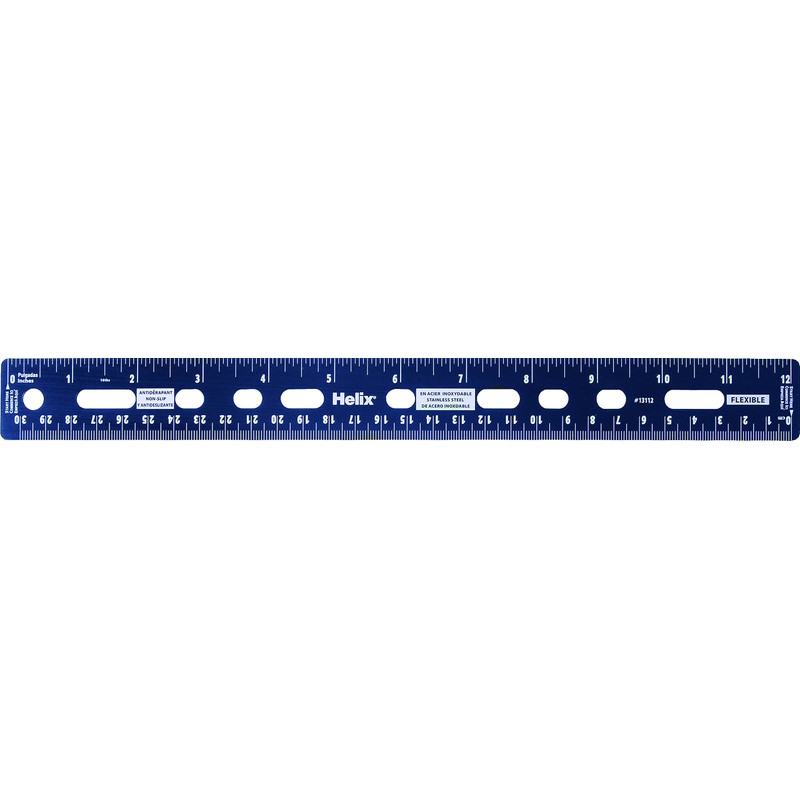 Helix Stainless Steel Ringbinder Ruler 12 inch / 30cm, Assorted