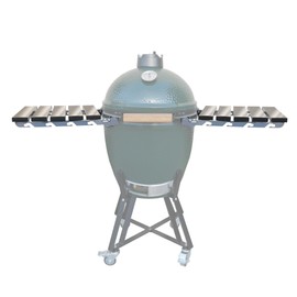 Quantfire Stainless Steel Folding Side Shelves, Pair of 2, Fit for Large Big Green Egg Grill, 50% More Cooking Area Foldable Grill Table Accessories with Hardware