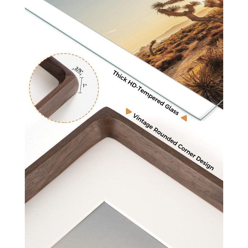 RICHFOCUS 24x36 Picture Frame USA-Sourced Natural Walnut Solid Wood Photo