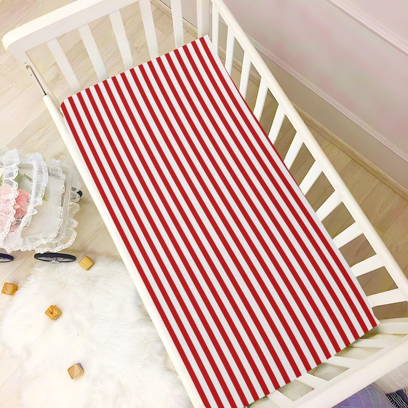 Jihqo Red White Stripes Crib Sheets for Boys Girls Soft