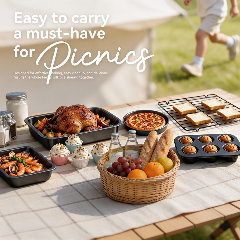 23-Piece Nonstick Bakeware Sets for Home Baking (Black)