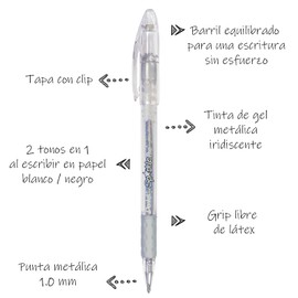 Bolígrafos de Sparkle Pop Ultra Brillantes Tinta Gel Color Plata Caja con 12 Piezas-K91-DZ