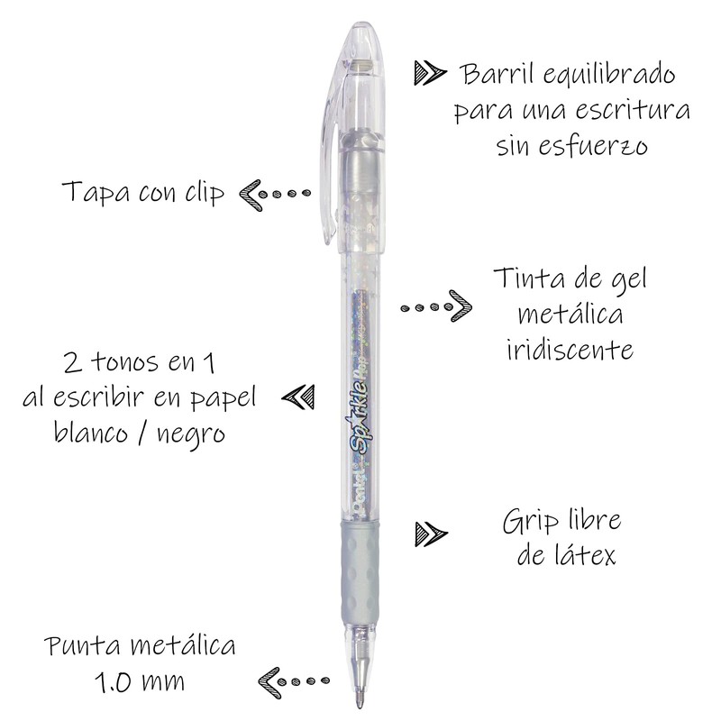 Bolígrafos de Sparkle Pop Ultra Brillantes Tinta Gel Color Plata