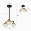 GEPOW Black & Gold Chandelier, 3-Light Modern Glass Chandeliers Over