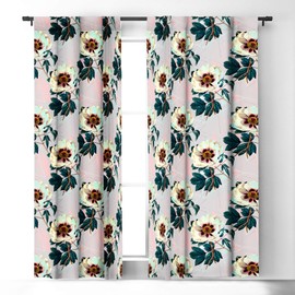 Deny Designs Marta Barragan Camarasa Flowery Blooming with Geometric Blackout Window Curtain, 50" x 84"
