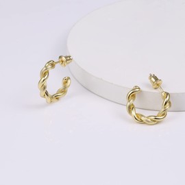 Gold Hoop Earrings for Women,14K Gold Plated Sterling Silver Hoop Earrings, Lightweight and Hypoallergenic Earrings for Gift