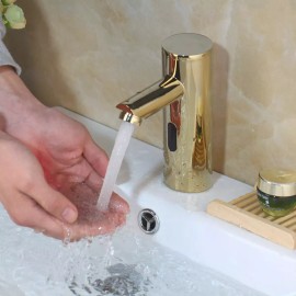 washly Hands Free Gold Automatic Sensor Bathroom  Basin Faucet Touchless Sink Mixer Tap