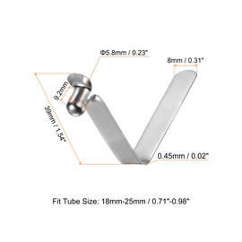 HARFINGTON 20pcs Single Button Kayak Paddle Snap Spring Clip 39mm x 5.8mm 65Mn Spring Steel V-Shaped Hollow Lift Telescopic Locking Tube Pole Clips for Tent Umbrella Camping,Silver Tone