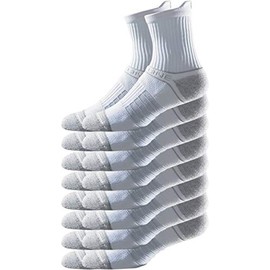 Strideline Men's Premium Athletic Mid Socks, (8-Pack) White, Medium/Large