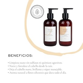 Remedios del Bosque Kit Cuidado del Cabello con Shampoo y Acondicionador Aroma Flores Silvestres, Limpia y Nutre Cabello, Sin sulfatos ni Parabenos. (