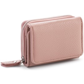 RRANCharltu Women's Small Leather Purse with Zip Coin Compartment Card Slots, Dark pink, Classic