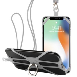 Cordón para Teléfono Silicona, Correa para Celular Cuello, Soporte para Celular con Almacenar Tarjetas Crédito y Dinero en Efectivo, Compatible con la Mayoría Los Teléfonos Inteligentes (Gris)