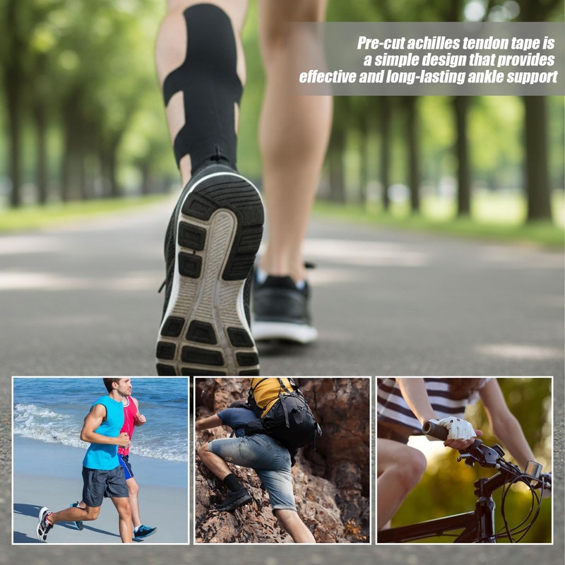 12Pcs Precut Achilles Tendonitis Kinesiology Tape, Achilles Tendon Ankle Tape,