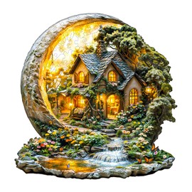 Jigfoxy Wooden Puzzle Adults, Garden on the Moon Wooden Puzzle Adult, Unique Wooden Animal Puzzle, Family and Friends L-34 x 34 cm, 275 Pieces