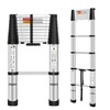 DEZEX 10.5 FT Aluminum Telescoping Ladders - One-Button Retraction Collapsible