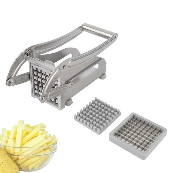 Manual French Fry Cutter, Potato Chipper, Stainless Steel Vegetable Potato Cutter Chips Cutting Machine with Non-Slip Feet Kitchen Tool Accessories for Home and Commercial Use