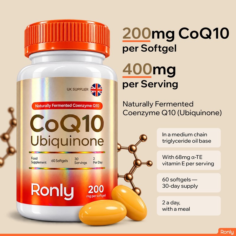 Ronly CoQ10 400mg per Serving High Strength, 60 Softgels with