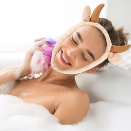 FRCOLOR 2 pcs Animal Ear Spa Makeup Headband Cute Face Washing Headband Horn Facial Headband,1,1.0 count,94.0 grams