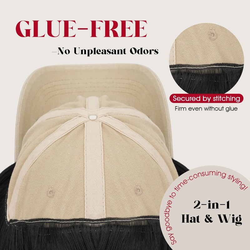 Beige Hat Wig for Women,6 Inch Synthetic Short Straight Hat