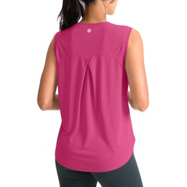 SANTINY Women's Sleeveless Workout Tops Breathable Lightweight Active Tennis Yoga Shirts Athletic Running Tank Tops for Women (Rose_M)
