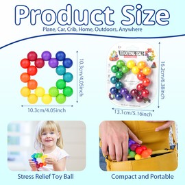 Ainiv Sensory Fidget Toys for Kids Toddler, Autism Rainbow Ball ADHD Therapy Cool Desk Toy, Travel Fidget Toys for Toddlers 2-4, Easter Basket Stocking Stuffers Valentine Gifts for Kids Adult(Small)