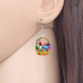 LONYOO Acrylic Easter Basket Eggs Bunny Earrings Dangle Drop Cute Rabbit Jewelry Easter Gifts for Women (Multi)