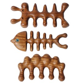Rhinenet 3PCS Scalp Massager Natural Green Sandalwood Wood Massage Comb Wide Tooth Handmade No Static Head Massage Cute Animal Shapes Comb for Women Men Hair Neck Hands Legs Caring Tool (Insect-3)