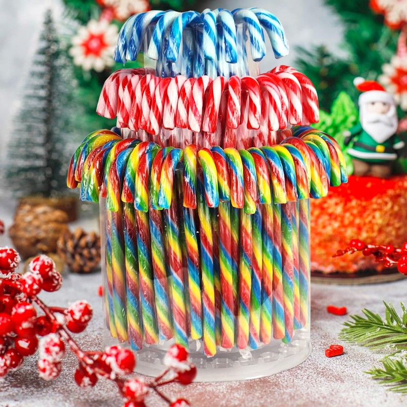 Christmas Candy Canes Tutti Frutti, Blue/White Peppermint, Red and White