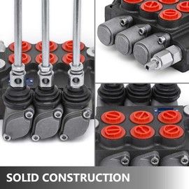 Vevor 3 Spool Hydraulic Control Valve 11GPM Hydraulic Directional Control Valve Double Acting Hydraulic Valve for Tractors Loaders Tanks Black : Industrial & Scientific