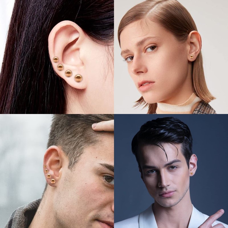 Artskin Women Stud Earrings Girls Titanium Earrings Hypoallergenic Classic 5mm