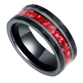 Reseldda 8mm Black Synthetic Ruby Tungsten Wedding Bands for Men Size 11