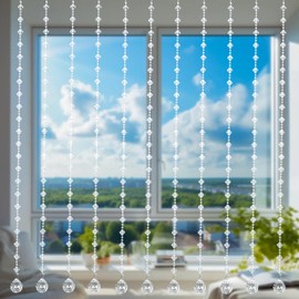 QQDEC Crystal Beaded Curtain 23.6 x 39.3 Inches 19 Strands Acrylic Hanging Door Beads String Curtain Room Divider for Doorway, Living Room,Closet Curtains, Room dividers, Window Curtain Decor