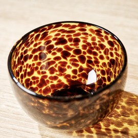 Two's Company Set of 2 Tortoise Print Tidbit Bowl, Glass, 4-inch Diameter, Kitchen Serveware and Accessories