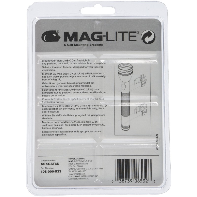 Maglite Black Universal Mounting Brackets for C-Cell Flashlight, 2 pk